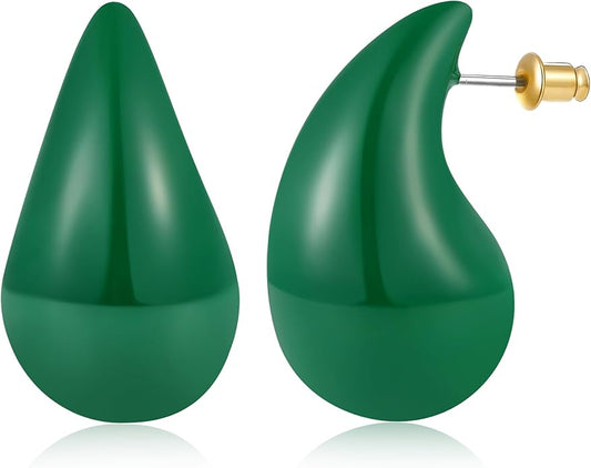 Gacimy Teardrop Earrings Dupes for Women 14K Gold Plated, Chunky Drop Earrings for Women with 925 Sterling Silver Post