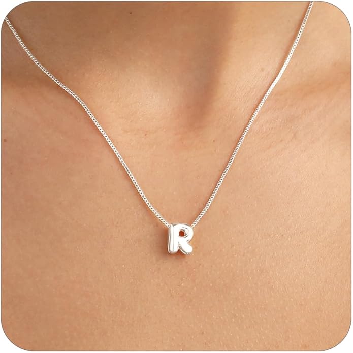 Bubble Gold Letter Necklace for Women, 14k Gold Plated Balloon Initial Necklace, Dainty Gold Necklace for Women, Personalized Bubble Pendant Name Necklace, Fashion Accessories Trendy Jewelry