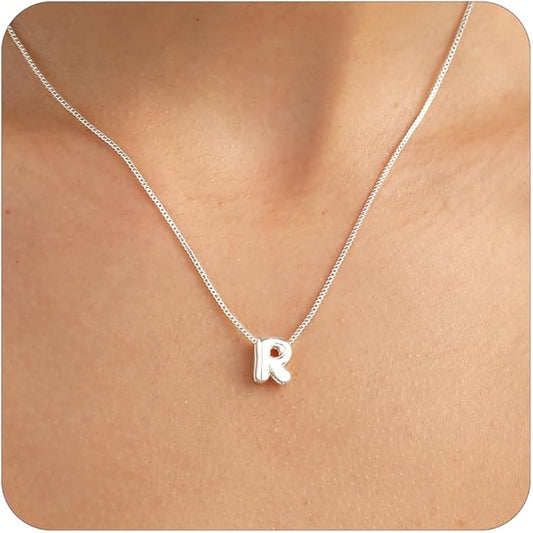 Bubble Gold Letter Necklace for Women, 14k Gold Plated Balloon Initial Necklace, Dainty Gold Necklace for Women, Personalized Bubble Pendant Name Necklace, Fashion Accessories Trendy Jewelry