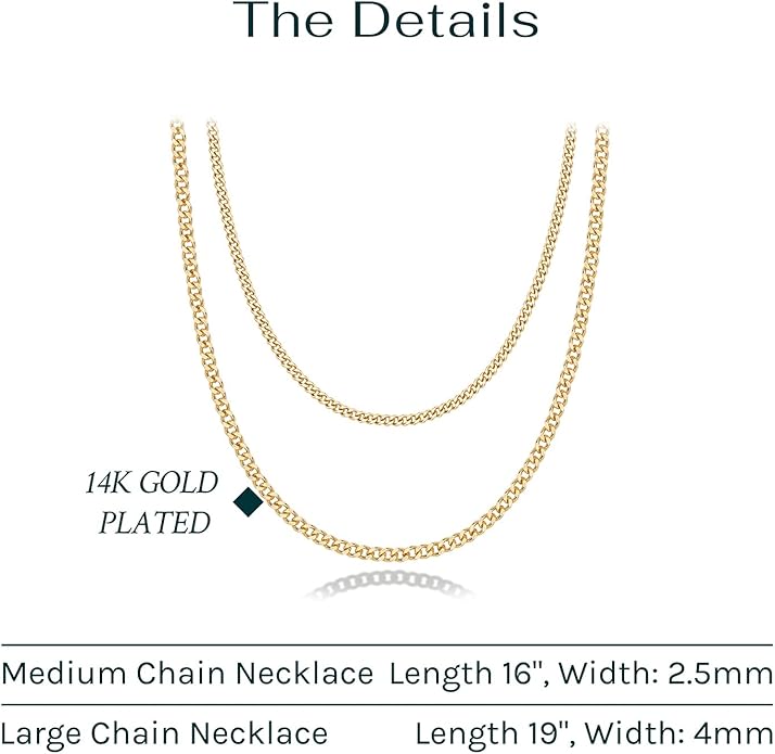 PAVOI 14K Gold Plated Dainty Layering Necklaces for Women | Snake Chain, Curb Link, Paperclip Layered Chains | Trendy Layering Necklace