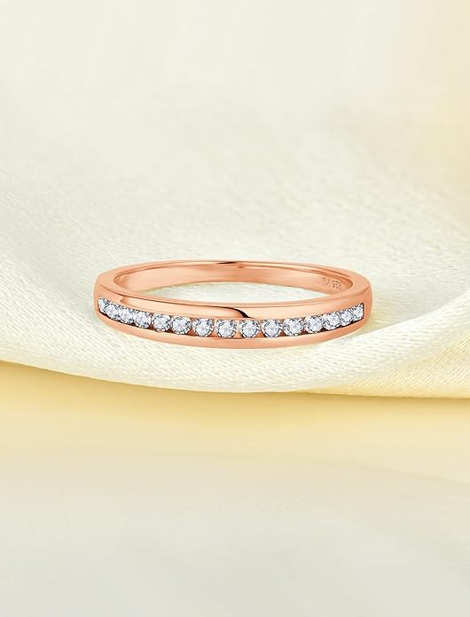 YL Stackable Rings 925 Sterling Silver Halo Birthstone Eternity Bands Jewelry for Women