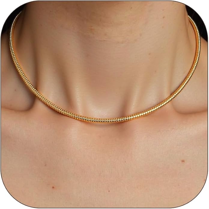 Gold Collar Necklace for Women Trendy African Jewelry Minimalist Statement Choker Metal Jewelry Gifts for Parties, Evenings, and Everyday Wear