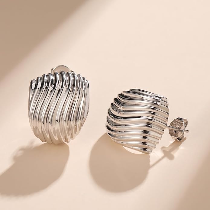 Gold Chunky Statement Earrings for Women, Trendy 14K Gold Plated Drop Dangle Square Geometric Vintage Designer Stud Earrings, Jewelry Gift