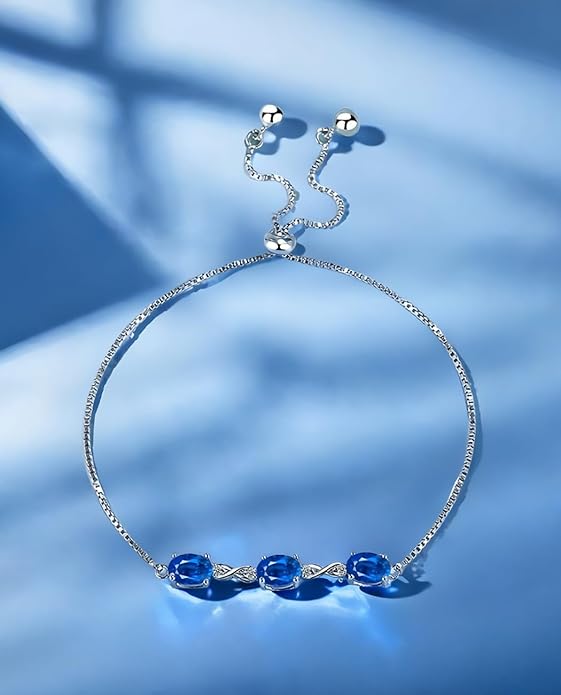 Italian Sterling Silver Women's Tennis Bracelets | Ladies' Sterling Silver Rope Adjustable Bracelet with Crystals | Gift for She