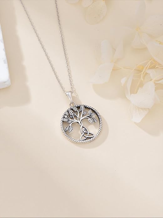 Seiyang 925 Sterling Silver Mustard Seed/Cross/Star of David/Triquetra Trinity Knot/Celtic/Claddagh Necklace Christian/Irish Jewelry Gifts for Women Mom Her