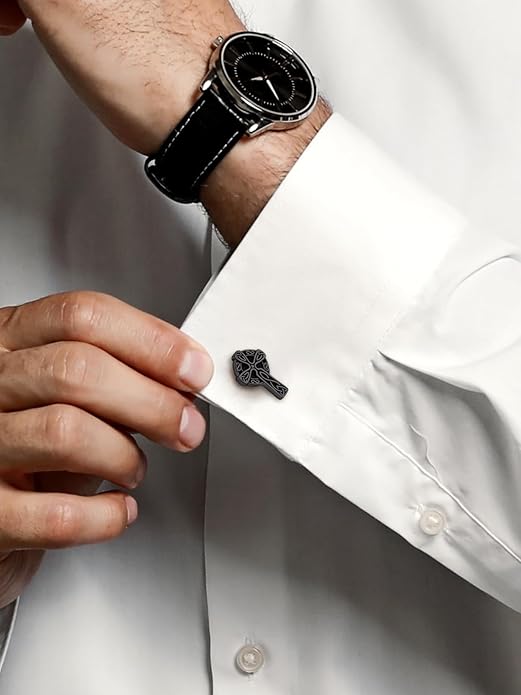 FaithHeart Mens Cufflinks, Norse Viking Tuxedo Shirt Cuff Links, Stainless Steel Cuff Links and Shirt Studs, Gift Box