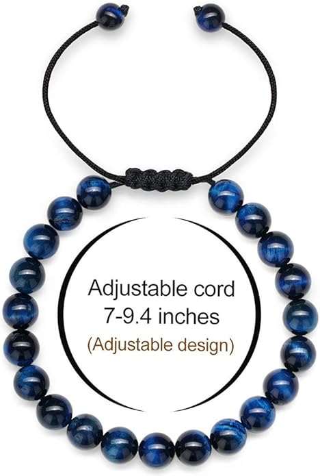 M MOOHAM Natural Stone Bracelets for Men - 8mm Tiger Eye, Matte Agate, Lava Rock - Teen Boys Gifts for Birthday, Anniversary, Christmas