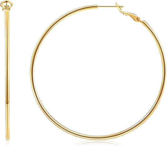 Gacimy Gold Hoop Earrings for Women 14K Gold Plated, 925 Sterling Silver Post Hypoallergenic Earrings Hoops for Women
