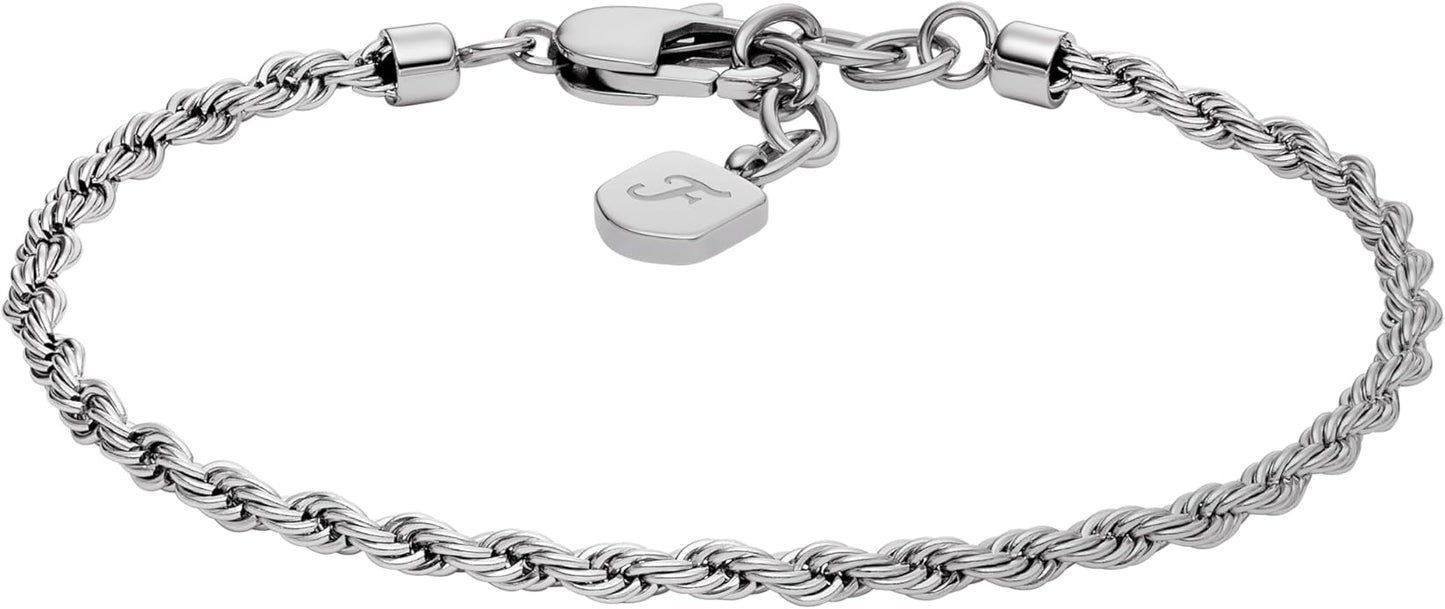 Fossil Men's Plated Stainless Steel Engravable Personalized Gift ID, Chain or Cuff Bracelet for Men