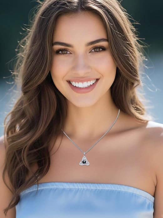 KANNSOAR Tahitian Black Pearl 18K White Gold Plated Sterling Silver Pendant Necklace for Wedding Birthday Anniversary Valentines Day Christmas Pearl Jewelry Gift for Women Wife Mom Lover Girlfriend
