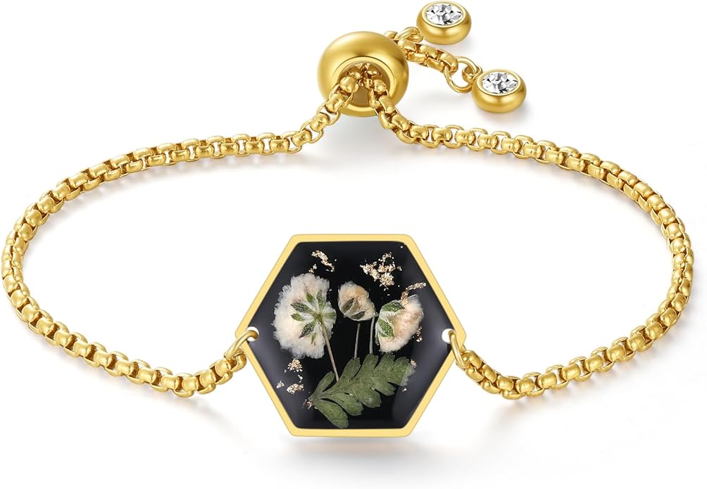 Forget-Me-Not Pressed Wildflower Bracelet | Pressed Flower Bracelet | Gold/Silver Pressed Flower Jewelry | Personalized Handmade Jewelry | Gift For Women