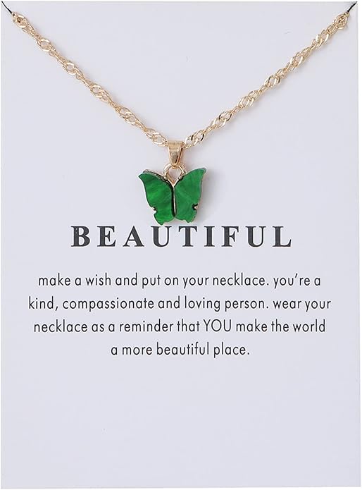 Rrdaily 9 Pcs Dainty Colorful Butterfly Pendant Necklace Set for Women,Bohemian Acrylic Butterfly Chain Necklace Cute Jewelry Gift