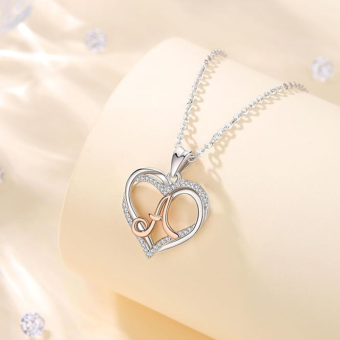 INFUSEU Unique Initial Necklaces for Women Girls Small Heart Letter Jewelry, Meaningful Personalized Gifts