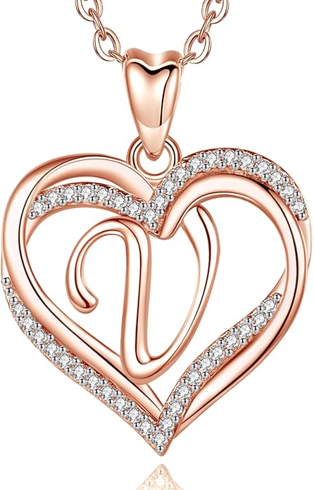 INFUSEU Unique Initial Necklaces for Women Girls Small Heart Letter Jewelry, Meaningful Personalized Gifts