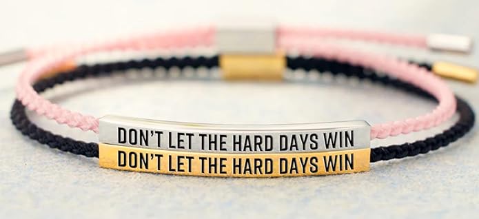 KHKINDPRO Dont Let The Hard Days Win Bracelet for Women Men, Handmade Braided Adjustable Wrap Stainless Steel To My Daughter/Best Friend Inspirational Gifts Ladies Jewelry