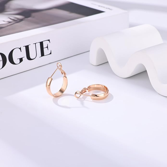 Gacimy 14K Gold Plated Hoop Earrings for Women, 14k Real Gold Plated with 925 Sterling Silver Post, Hypoallergenic Lightweight Thick Hoops Earrings for Women Trendy