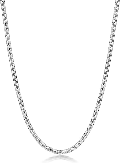 Fiusem Box Chain for Men, Silver Tone/14K Gold Plated/Black Stainless Steel Necklace for Men and Women, Width 2/2.5/3/4/5mm, Length 18-28 Inches
