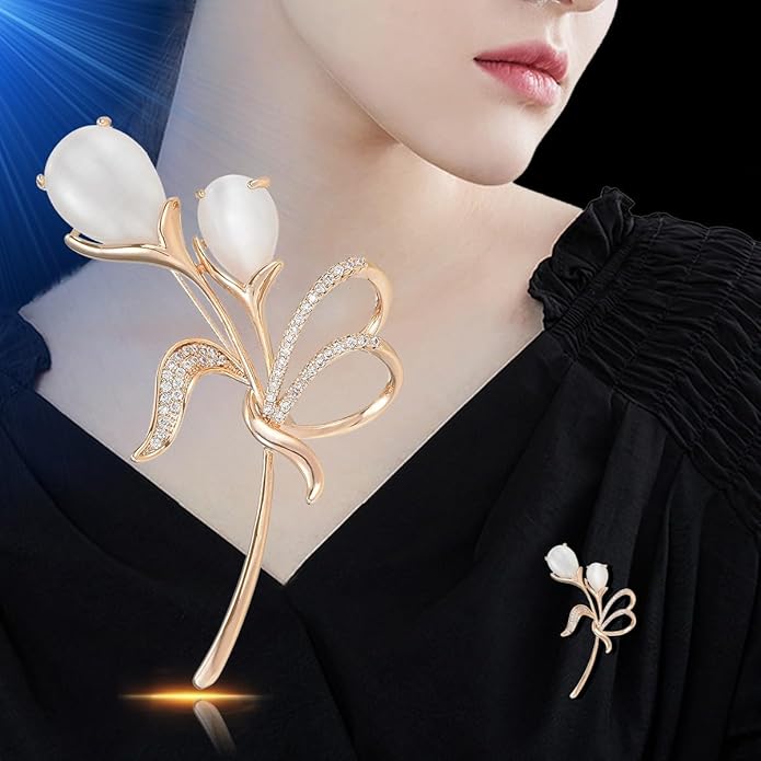 Flower Brooch Pin Rhinestones Pearl Flower Brooches Floral Pin Jewelry for Women Girls