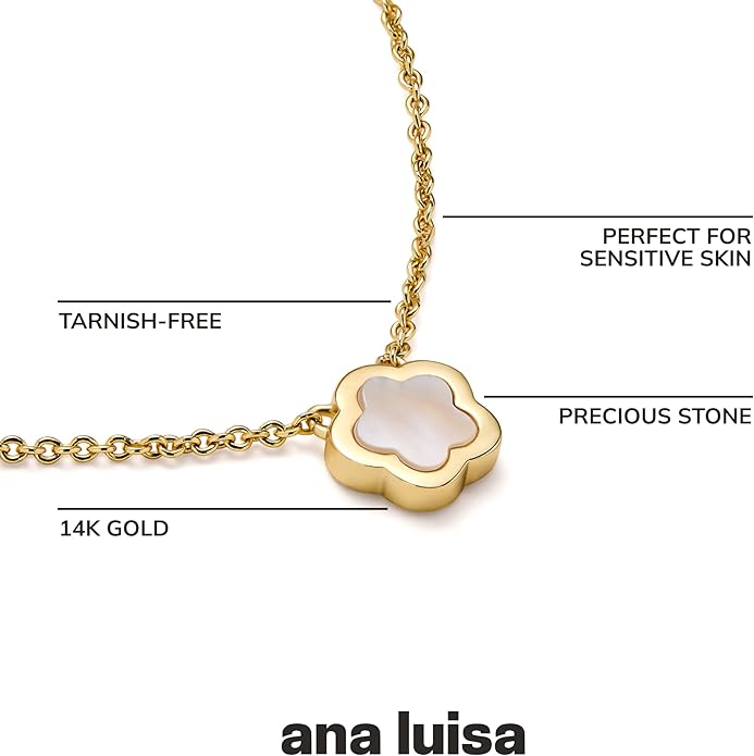 Ana Luisa Pendant Necklaces for Women - 14K Gold Plated and Silver Rhodium Necklace - Pearl, Heart, Circle, Moonstone, Gemstone, Knot Charm Styles - Hypoallergenic, Dainty, Trendy Layering Necklaces