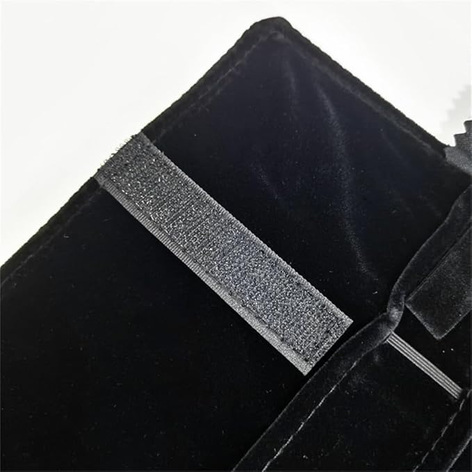 SCIKHEFT Portable Jewelry Roll Untangled Secure Necklace Travel Storage Bag Displays Holder 16 Chain (Gray PU and Black Velvet)