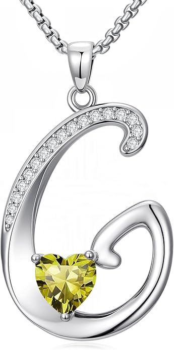 Christmas Gifts for Women Alphabet A to Z Initial Birthstone Pendant Necklaces for Women - 18k White Gold Plated Personalized Name Jewelry Valentine Mothers Day Birthday Gifts for Women Her Girlfriend