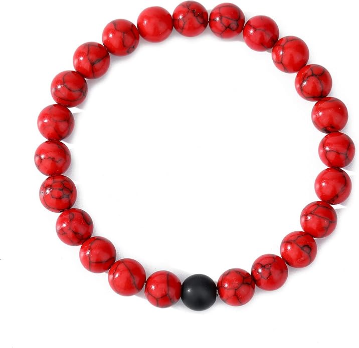 MengPa Mens Beaded Bracelets Couples Matching Bracelet Set Lava Rock Beads for Women Stone Jewelry