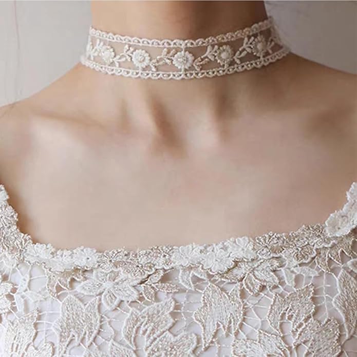 Nova&Aria Chokers Set For Women Heart Choker Necklaces Flower Pendant Velvet Cute Pink Turquoise Blue White Black Choker Necklace Christmas Colorful Lace Chokers