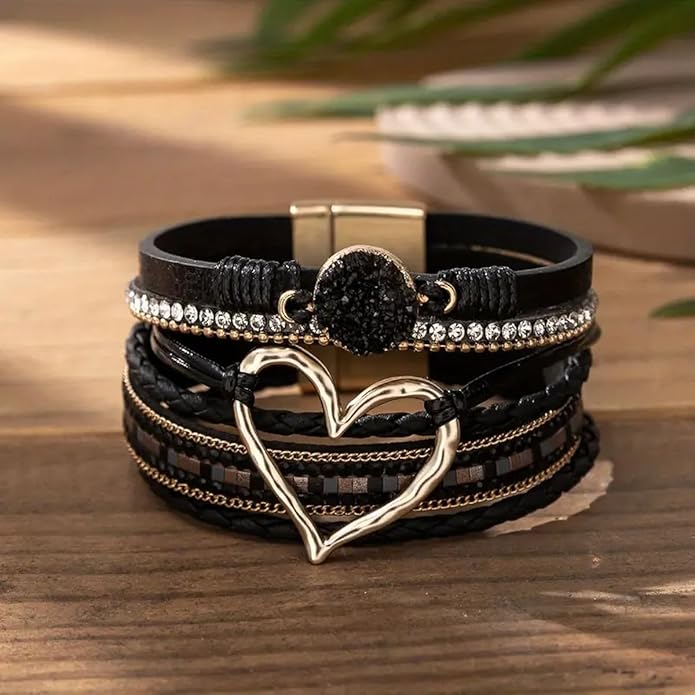 Aluinn Leather Wrap Bracelets For Women Boh Multi-Layer Elegance Bracelet Boho Bangle Western Cuff Bracelet Jewelry for Women