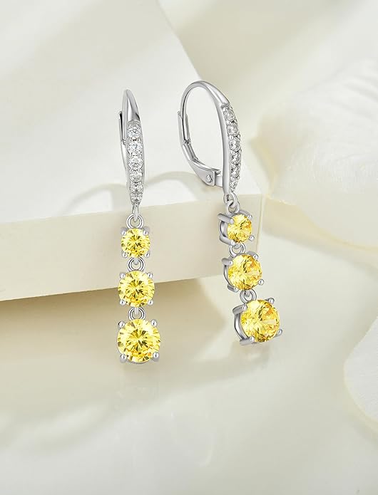 Starchenie Dangle Drop Earrings for Women 925 Sterling Silver Leverback Earrings Birthstone Jewelry