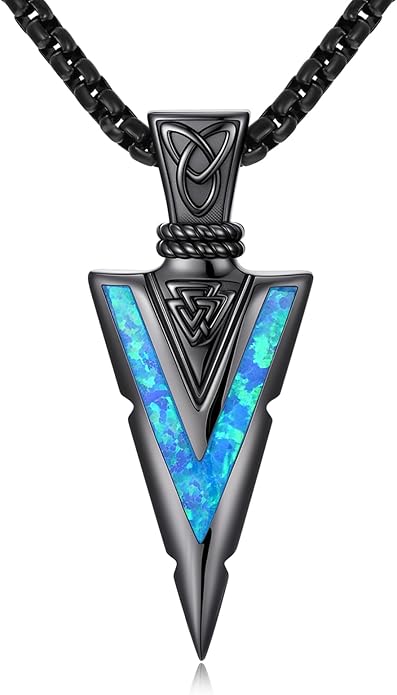 Suiknsn Arrowhead Necklace for Men Women 925 Sterling Silver Turquoise Malachite Celtic/Eye of Horus/Viking Arrow Pendant Amulet Jewelry Gifts Native American Necklace