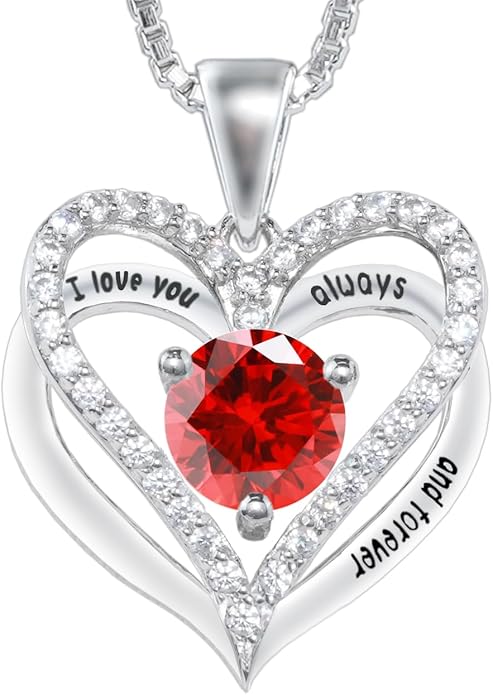 Kuschelkatze Entwined Souls Necklace - Sterling Silver Double Heart Pendant | Engraved 'I Love You Always and Forever' | Gift for Couples, Anniversary, Wedding
