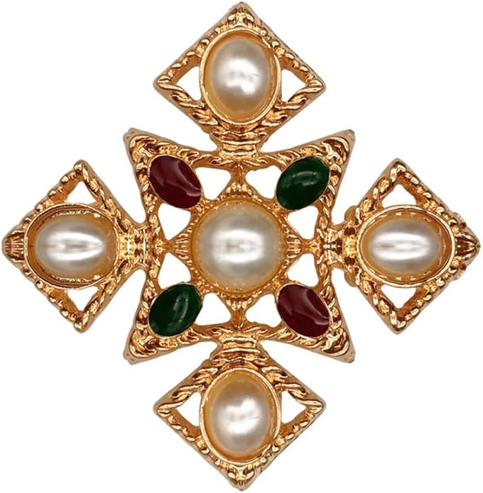 JKQBUX Versailles series Baroque elegant Brooches Pin for Women Men Girls Retro Court Pearl Corsage Pin delicate accessory