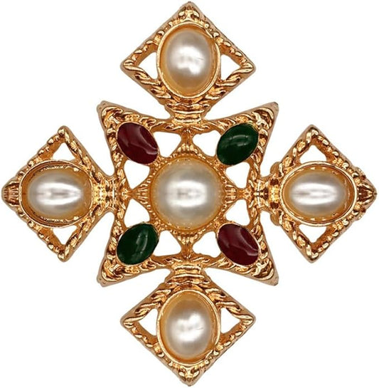 JKQBUX Versailles series Baroque elegant Brooches Pin for Women Men Girls Retro Court Pearl Corsage Pin delicate accessory