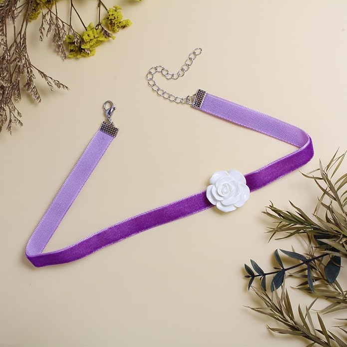 Nova&Aria Chokers Set For Women Heart Choker Necklaces Flower Pendant Velvet Cute Pink Turquoise Blue White Black Choker Necklace Christmas Colorful Lace Chokers