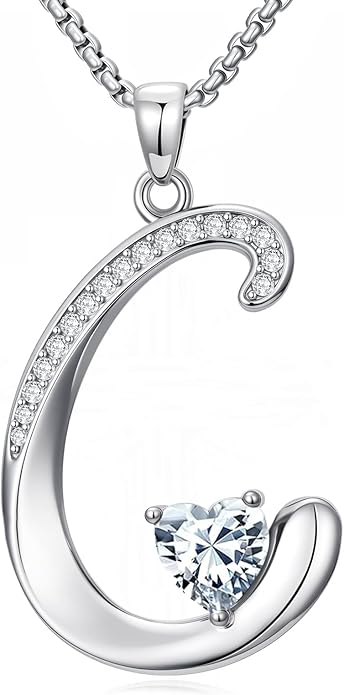 Christmas Gifts for Women Alphabet A to Z Initial Birthstone Pendant Necklaces for Women - 18k White Gold Plated Personalized Name Jewelry Valentine Mothers Day Birthday Gifts for Women Her Girlfriend