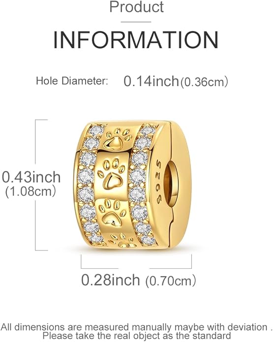 Parmuz Clip Spacer Charm for Bracelet 925 Sterling Silver Pave Cubic Zirconia Lock Stopper Bead Star Moon Evil Eye Jewelry Charm for Woman