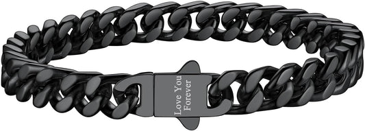 Richsteel 5/7/9/12mm Wide Miami Cuban Link Chain Bracelet for Men Women,Stainless Steel/Gold/Black Plated,7.4/8.2/9 Inch Length,Hip Hop Urban Street-wear Jewelry(Gift Wrapped)