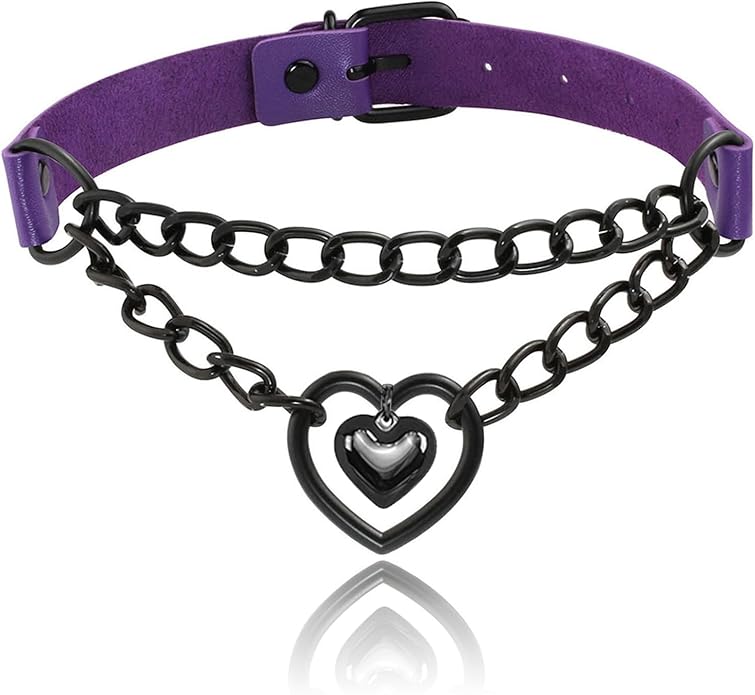 MILAKOO PU Leather Punk Choker Necklaces Circle/Heart Charm Adjustable Collar Necklace for Women