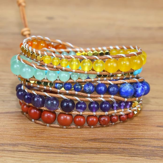 ZOSOJONA Boho Wrap Bead Bracelet for Women - Handmade Adjustable Natural Stone Beaded Bracelets Rope Yoga Healing Bracelet Bangle Hippie Jewelry