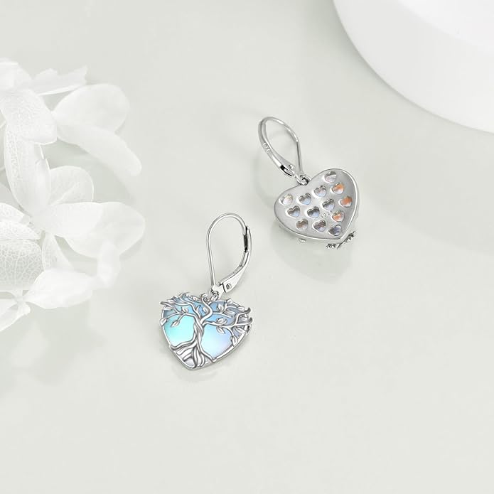 Moonstone Filigree Drop Dangle Teardrop Earrings 925 Sterling Silver Moonstone Leverback Earrings for Women Jewelry Gifts