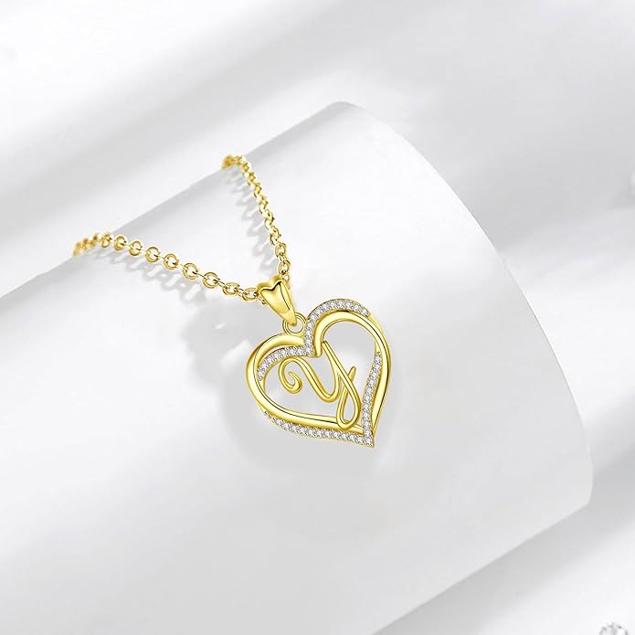 INFUSEU Unique Initial Necklaces for Women Girls Small Heart Letter Jewelry, Meaningful Personalized Gifts