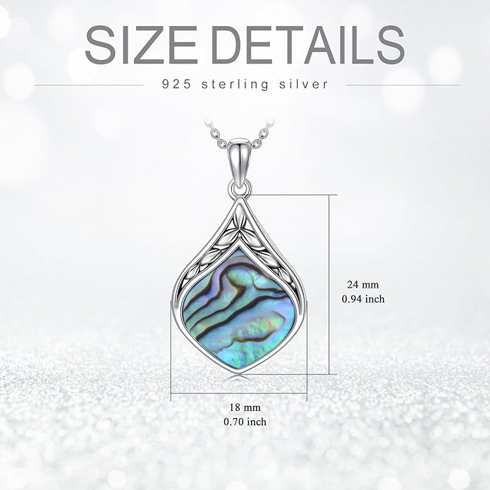 Teardrop Necklace 925 Sterling Silver Vintage Natural Gemstone Pendant Jewelry Birthday Christmas Gifts for Women Mom