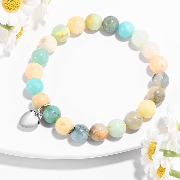VIBILIA Cross Beaded Bracelets for Women, Inspirational Natural Heart Religious Bracelets for Women, Birthday Christian Gifts for Women on Thanksgiving Christmas Gifts