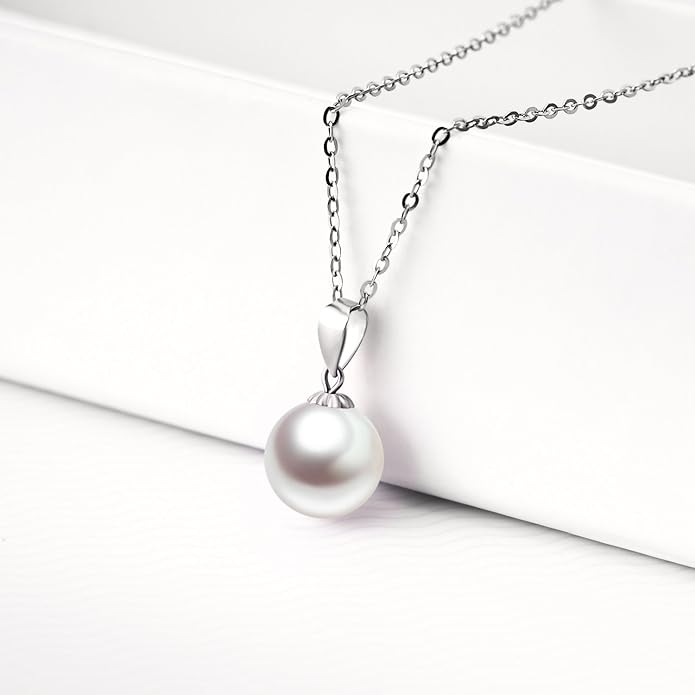 14K Gold Pearl Necklaces for Women with 18k Gold Pendant (Freshwater Cultured Pearl), Real Gold Present for Her, Jewelry Gifts for Mother Wife Girlfriend, 16"-18"