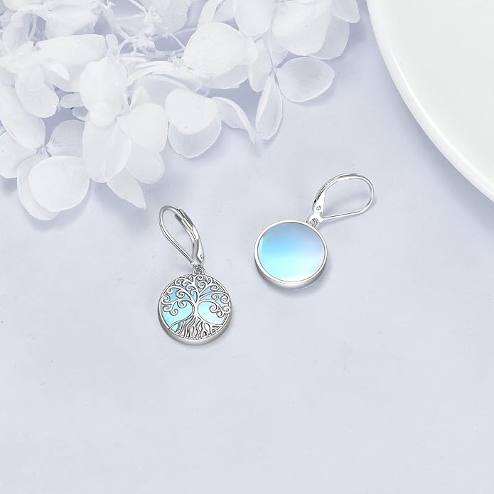 Moonstone Filigree Drop Dangle Teardrop Earrings 925 Sterling Silver Moonstone Leverback Earrings for Women Jewelry Gifts