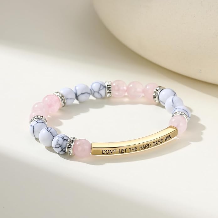 KHKINDPRO Dont Let The Hard Days Win Bracelet for Women Men, Handmade Braided Adjustable Wrap Stainless Steel To My Daughter/Best Friend Inspirational Gifts Ladies Jewelry