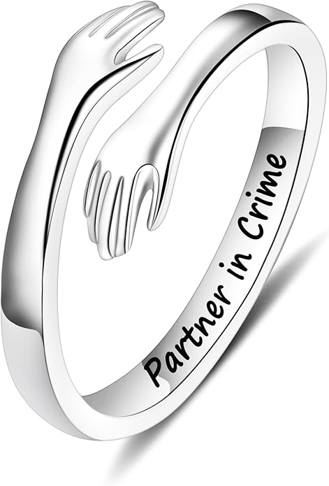 Yesteel S925 Sterling Silver Hug Ring for Women Teen Girls, Adjustable Ring Jewelry Mothers Day Birthday Gifts for Daughters Mom Sister Wife Friends Grandma