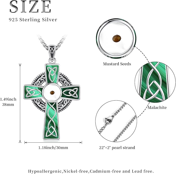 Midir&Etain Celtic Cross Necklace 925 Sterling Silver Cross Pendant Necklace Celtic Viking Irish Jewelry Religious Protective Gift for Men Women