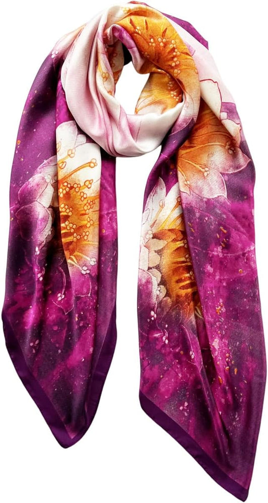 Long Silk Like Scarf Lightweight Satin Scarves Large Sunscreen Shawl Wrap for Women