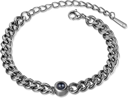 ROSI Personalized Bracelets with Picture Inside, Custom Projection Bracelets with Photos, Picture Bracelet Personalized Photo Gifts, Memorial Gifts for Women Mom Family Couple Girl